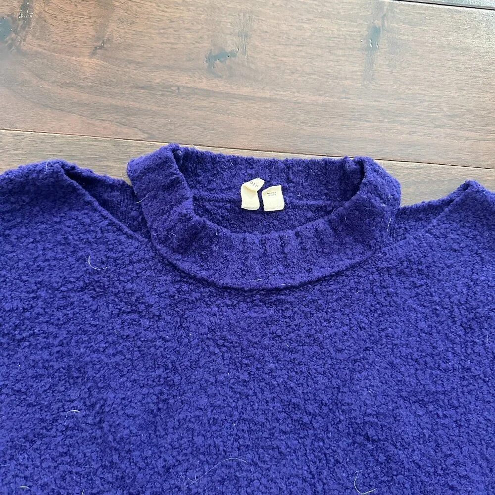 ANTHROPOLOGIE Moth Boucle Shoulder Cut Out Sweater Cobalt Blue Size Small - Picture 3 of 12